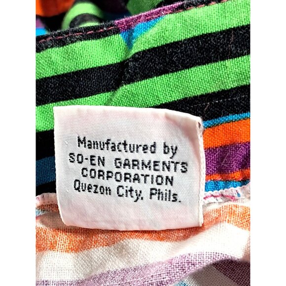 Vintage So-En Rainbow Brights Striped Tiered Knee Skirt Size M Made in Philipine - Picture 3 of 8